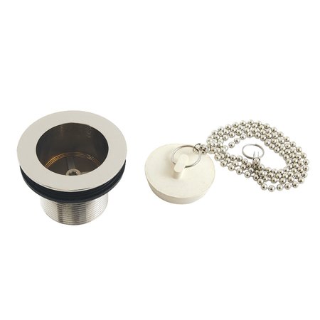 KINGSTON BRASS 112 Chain and Stopper Tub Drain with 112 Body Thread, Polished Nickel DSP15PN